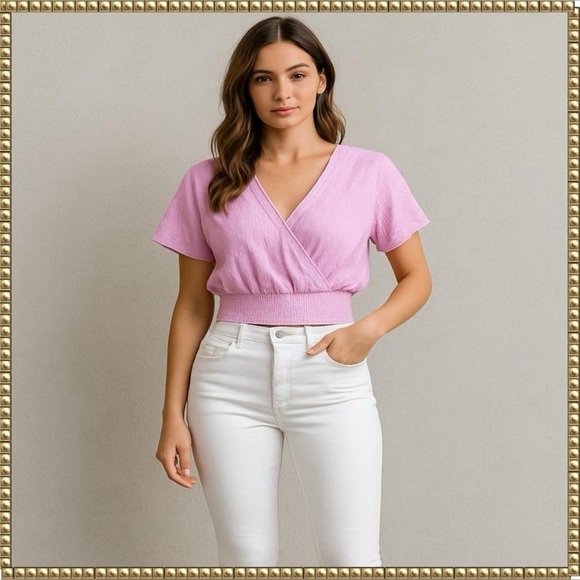 Abound Tops - Abound Pink Wrap Crop Top Blouse Small NWT